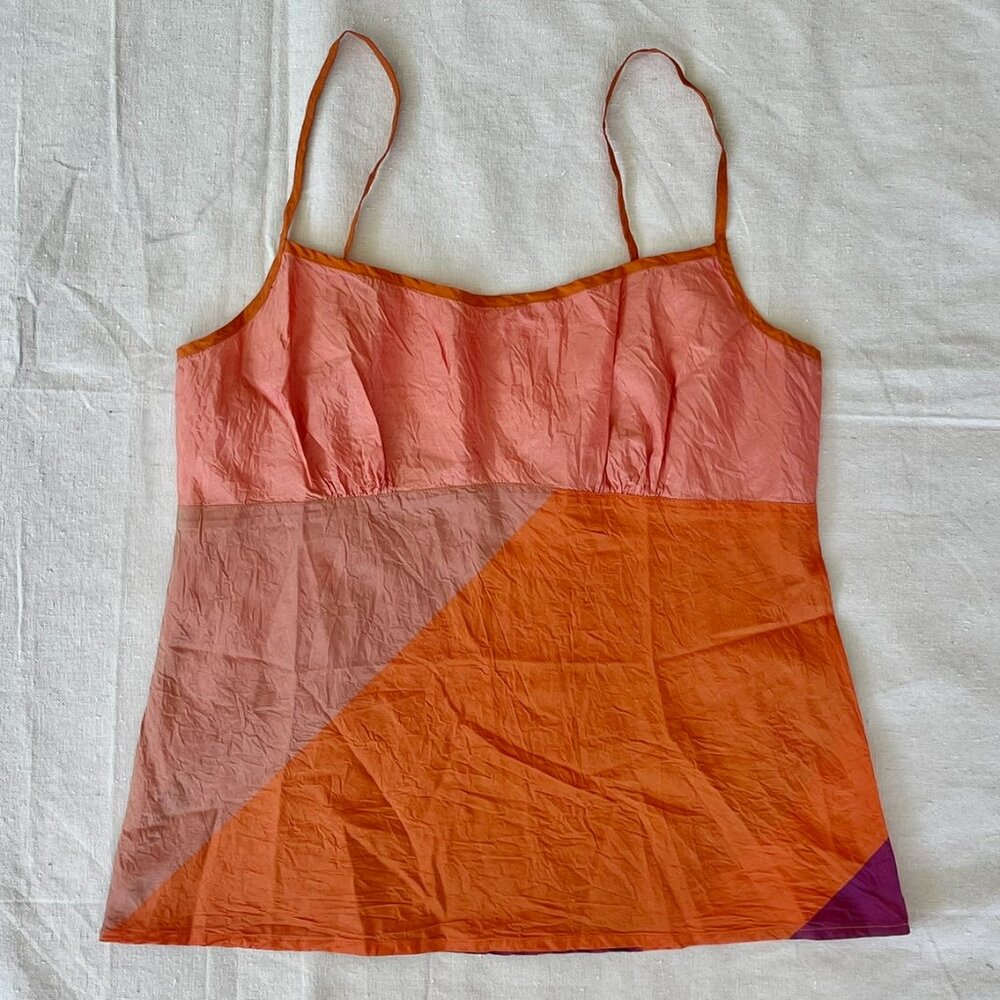 DOSA Camisole Top, Jewel Tones mandarine and magenta shades, Silk, size 1, NWOT